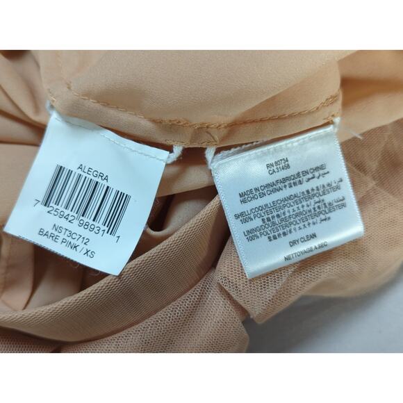 BCBGMAXAZRIA Pleated Skirt Nude Beige Textured A Line Mini Womens XS - Picture 9 of 11